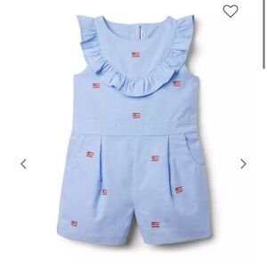 Embroidered American Flag Ruffled Romper